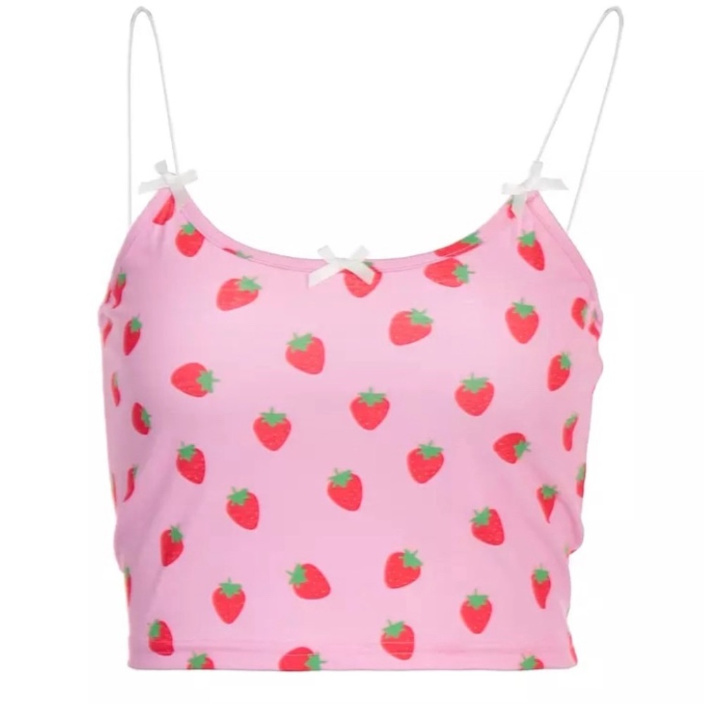 🍓 Cute Strawberry Crop Top with Bows 🍓